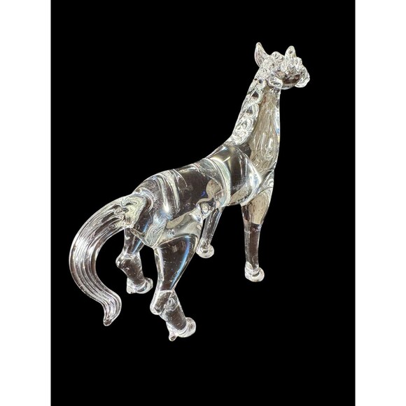 VTG David C Beaubien Clear Art Glass HORSE 1997 desk table decor country - Picture 2 of 10